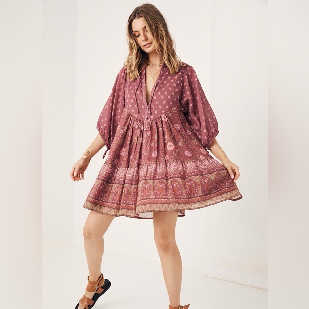 Spell Utopia Tunic Mini Dress in Berry Size Small - Picture 7 of 9
